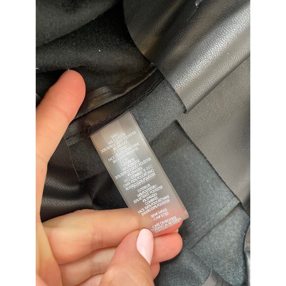 Calvin Klein Mix Media Cropped Jumpsuit Black with Faux Leather Top V-Neck 16 - Picture 6 of 9